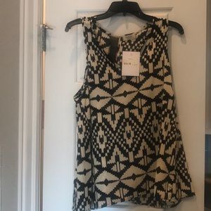Cream and black printed top